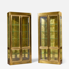  Mastercraft Mastercraft Mid Century Brass Vitrines Cabinet Pair - 4745872