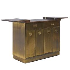  Mastercraft Mastercraft Mid Century Brass and Burled Elm Dry Bar Server - 3992968