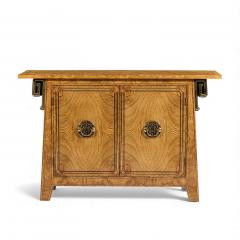  Mastercraft Mastercraft Mid Century Burlwood and Brass Console Credenza - 4416051