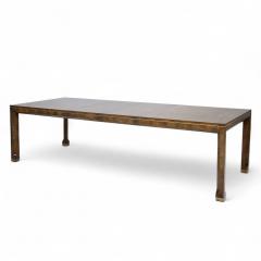  Mastercraft Mastercraft Mid Century Burlwood and Brass Expanding Dining Table with 2 Leaves - 4320382