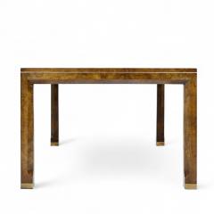  Mastercraft Mastercraft Mid Century Burlwood and Brass Expanding Dining Table with 2 Leaves - 4320386