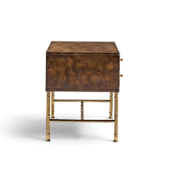  Mastercraft Mastercraft Mid Century Burlwood and Brass Nightstands Pair - 4745102