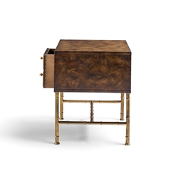  Mastercraft Mastercraft Mid Century Burlwood and Brass Nightstands Pair - 4745104