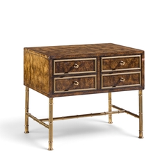  Mastercraft Mastercraft Mid Century Burlwood and Brass Nightstands Pair - 4745107