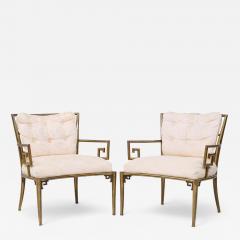  Mastercraft Mastercraft Mid Century Greek Key Lounge Chairs Pair - 4225654
