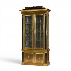  Mastercraft Mastercraft Neoclassical Brass and Glass Vitrine Cabinet - 4584625