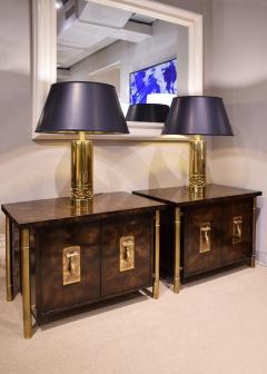  Mastercraft Mastercraft Pair Of Luxurious Bedside Tables In Carpathian Elm And Brass 1960s - 1301909