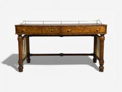  Mastercraft Mastercraft Style Hollywood Regency Writing Desk Burl Brass USA 1960s - 4476333