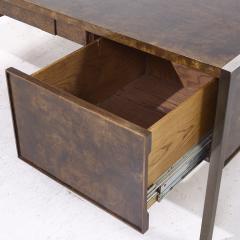  Mastercraft Mastercraft Style Mid Century Burlwood and Brass Executive Desk - 4496553