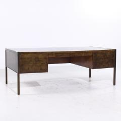  Mastercraft Mastercraft Style Mid Century Burlwood and Brass Executive Desk - 4496554