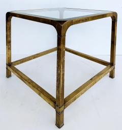  Mastercraft Mastercraft Two Tiered Brass and Glass Side Table Beveled Top - 4353057