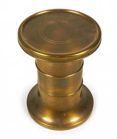  Mastercraft Mastercraft William Doezema American Brass Drum Style Pedestal Side Table - 3209956