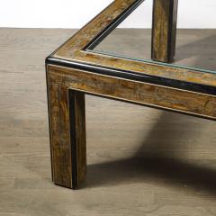  Mastercraft Mid Century Acid Etched Brass Lacquer Glass Cocktail Table by Mastercraft - 4403563