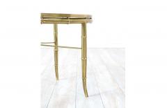  Mastercraft Mid Century Modern Faux Bamboo Brass Glass Side Table - 2250340