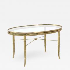  Mastercraft Mid Century Modern Faux Bamboo Brass Glass Side Table - 2250651