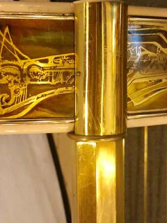  Mastercraft Mid Century Modern Master Craft Brass Acid Etched Bar Cart or Serving Wagon - 1267911