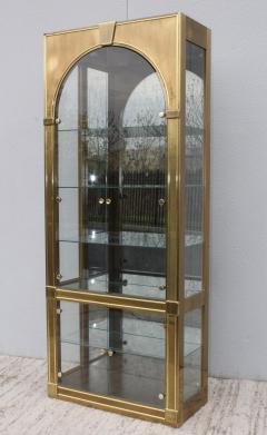 Grand Mastercraft Designed Three Part Brass & Glass Vitrines or Curio  Cabinets