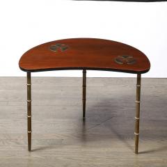  Mastercraft Mid Century Walnut Brass Bow Front Table with Organic Detailing by Mastercraft - 4465804