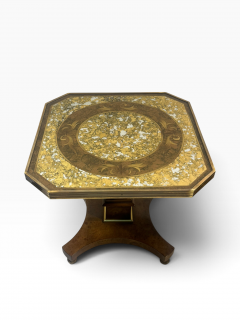  Mastercraft OCTAGONAL GOLD EGLOMAISE TOP BURLWOOD TABLES BRASS BALL FEET BY MASTERCRAFT - 4808374