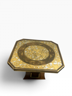  Mastercraft OCTAGONAL GOLD EGLOMAISE TOP BURLWOOD TABLES BRASS BALL FEET BY MASTERCRAFT - 4808376