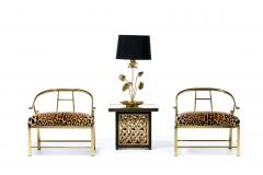  Mastercraft Pair of Brass Hollywood Regency Chairs in Leopard Velvet by Mastercraft C 1960s - 4472999