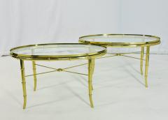  Mastercraft Pair of Faux Bamboo Brass Glass Oval Side Tables in the style of Mastercraft - 3990005