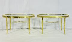  Mastercraft Pair of Faux Bamboo Brass Glass Oval Side Tables in the style of Mastercraft - 3990008