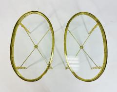  Mastercraft Pair of Faux Bamboo Brass Glass Oval Side Tables in the style of Mastercraft - 3990009