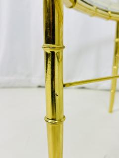  Mastercraft Pair of Faux Bamboo Brass Glass Oval Side Tables in the style of Mastercraft - 3990013
