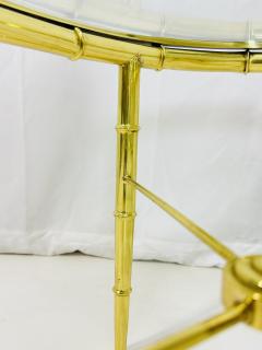  Mastercraft Pair of Faux Bamboo Brass Glass Oval Side Tables in the style of Mastercraft - 3990014
