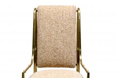  Mastercraft Set of 12 Mastercraft Brass Imperial Dining Chairs in New Ivory Camel Boucl  - 4522812