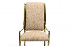  Mastercraft Set of 12 Mastercraft Brass Imperial Dining Chairs in New Ivory Camel Boucl  - 4522814