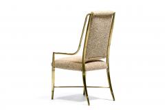  Mastercraft Set of 12 Mastercraft Brass Imperial Dining Chairs in New Ivory Camel Boucl  - 4522816