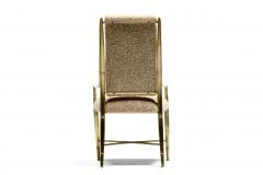  Mastercraft Set of 12 Mastercraft Brass Imperial Dining Chairs in New Ivory Camel Boucl  - 4522818