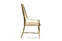  Mastercraft Set of 12 Mastercraft Brass Imperial Dining Chairs in New Ivory Camel Boucl  - 4522819