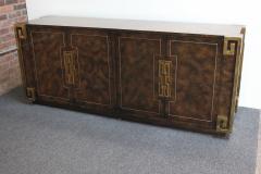  Mastercraft Vintage Elm Burl and Brass Greek Key Credenza by William Doezema for Mastercraft - 3047336