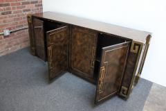  Mastercraft Vintage Elm Burl and Brass Greek Key Credenza by William Doezema for Mastercraft - 3047338