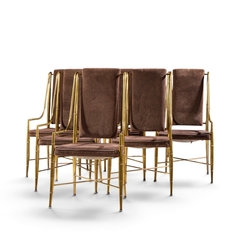  Mastercraft Warren Lloyd for Mastercraft Imperial Mid Century Brass Dining Chairs Set of 6 - 4751815