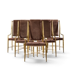  Mastercraft Warren Lloyd for Mastercraft Imperial Mid Century Brass Dining Chairs Set of 6 - 4751817