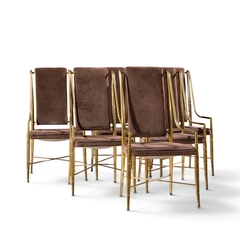  Mastercraft Warren Lloyd for Mastercraft Imperial Mid Century Brass Dining Chairs Set of 6 - 4751844