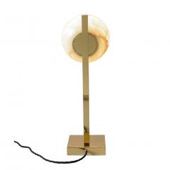  Matlight Milano Contemporary Italian Minimalist Geometric White Alabaster Offset Brass Lamp - 1937503