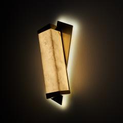  Matlight Milano Contemporary Italian Wall Sconce Offset brass and alabaster - 3286773