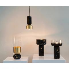  Matlight Milano E Elizarova for Matlight Italian Black Marble Glass and Brass Flute Table Lamp - 1614386
