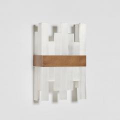  Matlight Milano Elegant Bespoke Italian wall sconce Selenor in hammered bronze and selenite - 3875150