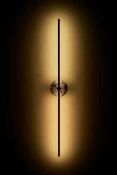  Matlight Milano Essential Italian Wall Sconce Grand Stick brass and Brown Emperador Marble - 3309662