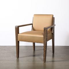  Mattaliano Modernist Limed Oak Upholstered Nickel Stud Detailed Armchair By Mattaliano - 3752015