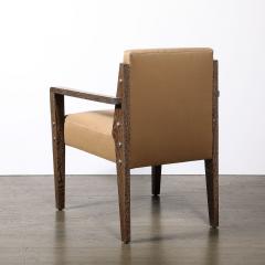  Mattaliano Modernist Limed Oak Upholstered Nickel Stud Detailed Armchair By Mattaliano - 3752054
