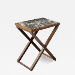 Mattaliano Modernist Oak X Base Side Table W Marble Inlayed Top by Mattaliano - 3755608