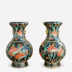  Maurice Paul Chevalier Maurice P Chevallier Longwy French Ceramic Neptune Vases 1950s - 3592182