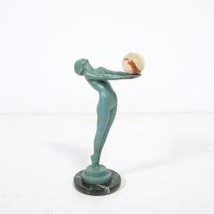  Max Le Verrier Art Deco Sculptural Onyx Veria Green Marble Nude Flapper signed Max le Verrier - 4654158